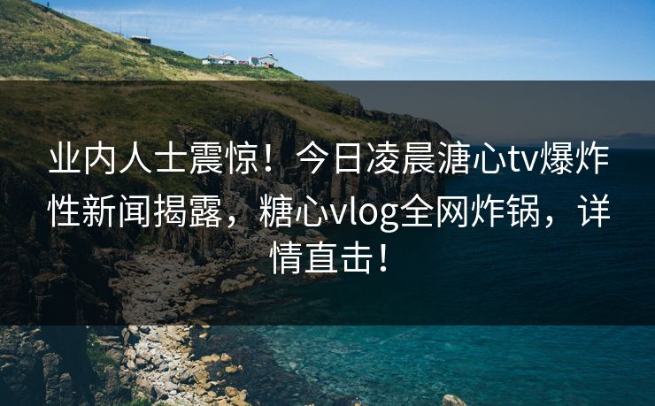 业内人士震惊！今日凌晨溏心tv爆炸性新闻揭露，糖心vlog全网炸锅，详情直击！